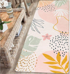 Lahome Pink Washable Runner Rug - 2x6 Non-Slip Throw Hallway Runner Rugs Low-Pile Soft Bedroom Kitchen Runner Rug Boho Botanical Print Carpet Runner for Laundry Room Entryway Bathroom Living Room