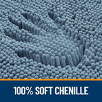 OLANLY Bathroom Rugs 59x24, Extra Soft Absorbent Chenille Bath Rugs, Rubber Backing Quick Dry, Machine Washable Bath Mats for Bathroom Floor, Tub and Shower, Home Decor Accessories, Airy Blue