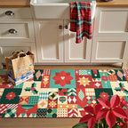 jinchan Christmas Runner Rug 2x6 for Entryway Washable Christmas Kitchen Rug Xmas Geometric Floor Mat for Hallway Non-Slip Soft Carpet Festive Red-Green Holiday Patch Decor for Bathroom Porch Bedside
