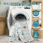 WILLSUN Washable Area Rugs, 8x10 Non-Slip Boho Large Area Rugs for Living Room, Bedroom, Machine Washable Vintage Rug, Indoor Floral Print Carpet for Home Decor, Kid & Pet Friendly Mat