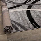 Rugshop Wavy Circles Design Runner Rug, Non-Shedding Carpet for Hallway, Kitchen, or Entryway, Gray, 2'7" x 12'