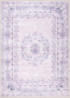Wonnitar Floral Bow Print Purple Rug, 5x7 Washable Rug for Girls Room Decor, Ultra-Thin Non Slip Soft Boho Carpet for Bedroom Nursery Toddler Kids Room Living Room Women Office