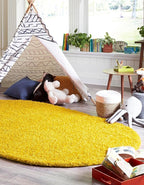 Unique Loom Solid Shag Collection Area Rug (7' 10" x 10' Oval, Tuscan Sun Yellow)