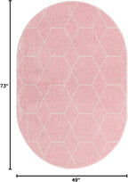 Unique Loom Trellis Frieze Collection Area Rug - Geometric (4' x 6' Oval, Light Pink/ Ivory)