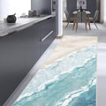 Beach Pattern 2.6x8ft Runner Rug Non Slip Washable Kitchen Runner Rug with Rubber Backing，Low-Pile Soft Washable Runner Rugs for Hallway Entryway Kitchen Bedroom Living Room Bathroom