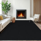 EARTHALL Washable Area Rugs 6x9 Ft Non Slip Living Room Rugs Cotton Rubber Backed Dining Room Rug Braided Bedroom Rugs Indoor Outdoor Floor Carpet for Living Room, Bedroom, Dining Room, Black