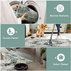 Moynesa Ultra-Thin Washable Area Rug - 2x3 Small Grey Front Door Rug Kitchen Mat, Non Slip Non Shedding Pet Friendly Bathroom Carpet for Office Laundry Powder Room Bedside Hardwood Floor