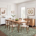 9x12 Area Rug Living Room: Washable Boho Large Neutral Vintage Soft Rugs Stain Resistant Farmhouse Non Slip Indoor Floor Carpet for Bedroom Nursery Kids Playroom Office Dining Room Home- Dark Green