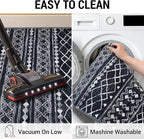 KUTA Moroccan Washable Hallway Runner Rug, 2x6 Non-Slip Vintage Black Boho Rugs Kitchen Runners Ultra Soft Distressed Geometric Floor Carpet for Bedroom Laundry Living Room
