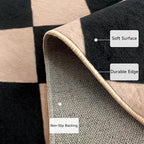 Checkered Area Rug 5x7 Black Washable Living Rugs Non-Slip Modern Ultra Soft Neutral Low Pile Diamond Carpet for Office Dining Room Playroom Kids Room