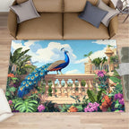 Peacock Rugs for Living Room - 6x8 Rug, Tropical Palm Leaves Area Rugs for Bedroom, Peacock Decor Rug, Floral Animal Washable Carpet, Peafowl Carpet - Peafowl Home Decor & Gifts