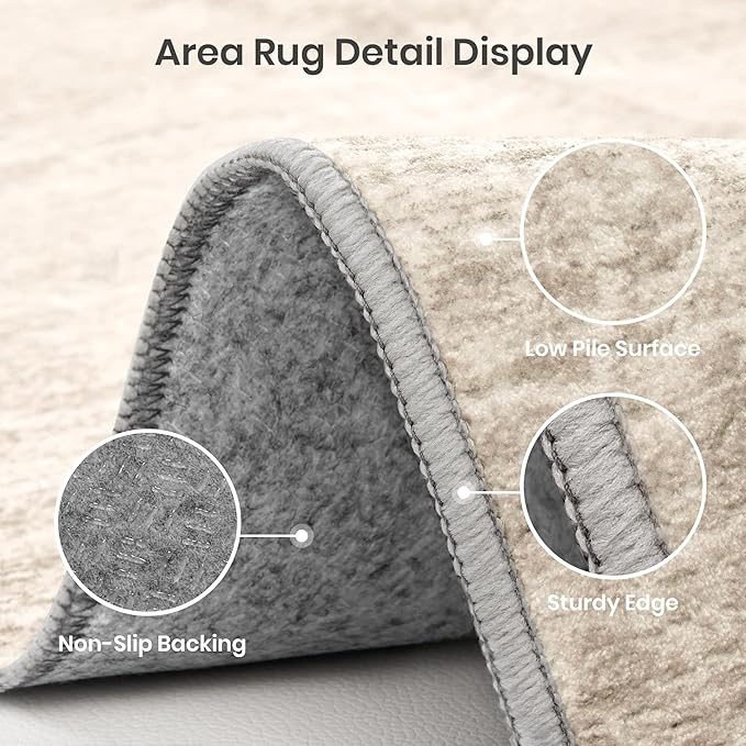 Valenrug Washable Rugs 8x10 - Non Slip 8x10 Area Rugs for Living Room, Stain Resistant Area Rugs for Bedroom, Foldable Machine Washable Area Rug(8'x10', Brown)