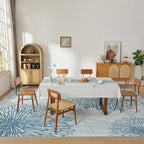 WITSHOCK 10x12 Washable Rug for Living Room,Modern Floral Distress Print Pattern Area Rugs,Stain Resistant with Non Slip Backing Carpet for Dining Room,Bedroom & Home Decor,Blue/Light Blue