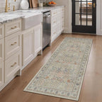 Bavni 2'6''x6 Rug Runners for Hallways, Washable Runner Rug Non Slip, Vintage Floral Print Style Rugs for Bedroom-Lightweight Low Pile Carpet for Hallways Bathroom, Earth Yellow