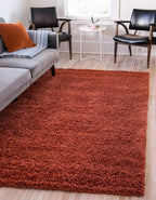 Unique Loom Solid Shag Collection Area Rug (10' x 13' 1" Rectangle, Terracotta)