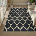 Lahome Moroccan Outdoor Rug 5x7, Easy Jute Black Washable Rugs for Patio Living Room, Geometric Trellis Woven Area Rug Non Slip for Backyard, Thin Non Shedding Farmhouse Carpet for Bedroom