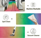 Rainbow Washable 3x5 Area Rugs for Living Room, Thin Low Pile Contemporary Carpet, Non-Slip Base Lightweight Rug