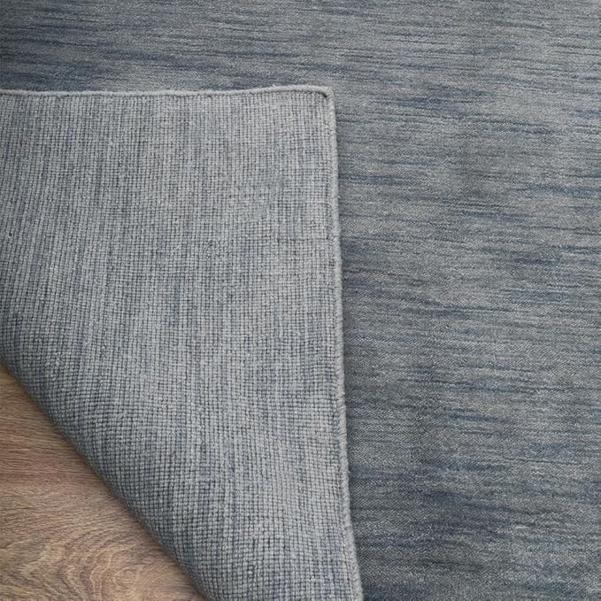 Hand Knotted Loom Wool ECO-Friendly Area Rugs - 10'x13', Rectangle, Light Blue Color, Solid Plain Design, High Pile Thick Handmade Anti Skid Rugs for Living Room (L00111)