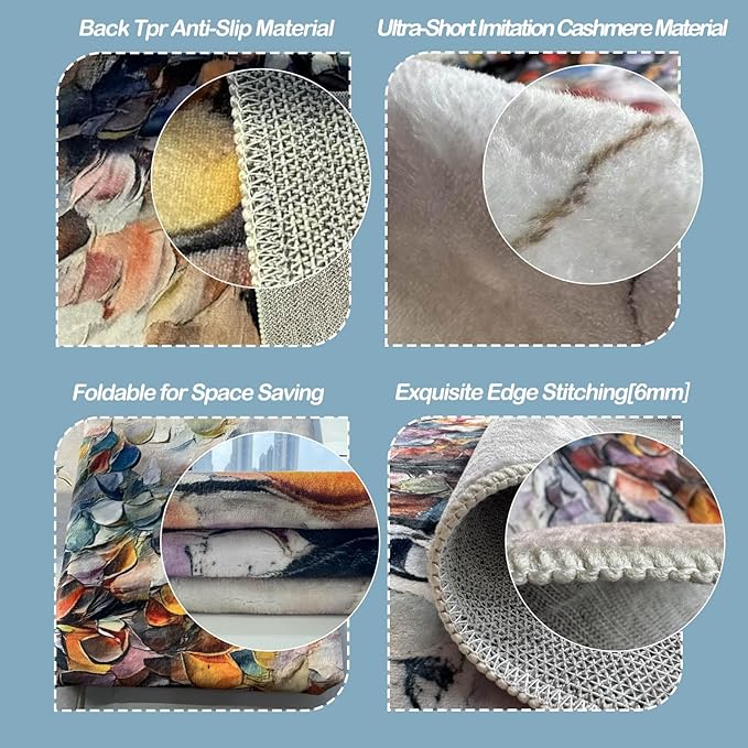 Modern Abstract Area Rug, Fluid Art Abstract Area Rug, Modern Colorful Bubbles Rugs, Geometric Rugs, Washable Non Slip Soft Alcohol Ink Carpet for Living Room (9' x 14'(Rectangular))