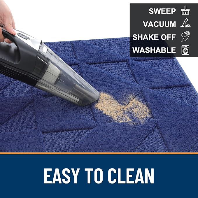 OLANLY Door Mats Indoor, Non-Slip, Absorbent, Dirt Resist, Entrance Washable Mat, Low-Profile Inside Entry Doormat for Entryway (71x47 inches, Navy)