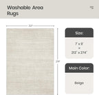 Valenrug Washable Rugs 5x8 - Stain Resistant 5x8 Area Rugs for Living Room, Non Slip Backing Printed Rugs for Bedroom, Folable Machine Washable Area Rug (5'x8', Beige)