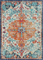 Lahome Bohemian Floral Medallion Area Rug - 5x7 Oriental Distressed Large Bedroom Rug, Soft Non-Slip Washable Dining Room Mat Indoor Throw Nursery Floor Carpet for Guest Room Entryway