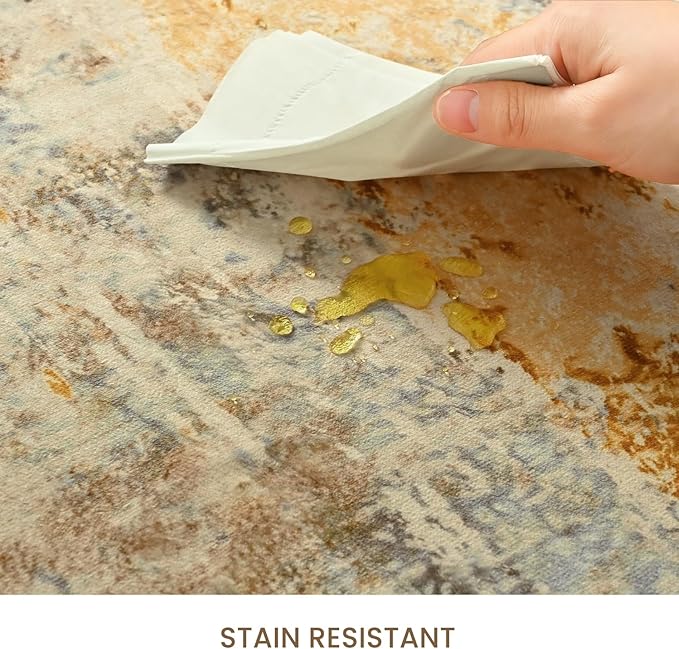 Runner Rug for Kitchen Beige Hallways Runner Rug Non Slip 2'6''x8' Washable Long Runner Rugs with Rubber Backing Soft Abstract Carpet Runner for Entryway, Kitchen, Bedroom, Bathroom