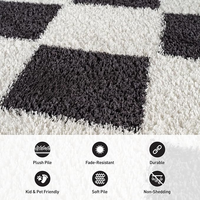 Rugshop Diamond Wave Pattern Shag Runner Rug Anthracite Dark Gray 2' 3" x 12' Great for Long Hallways, Open Entryways, Kitchens