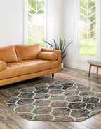 Rugs.com Lattice Frieze Collection Rug – 6 Ft Octagon Blue Multi Medium-Pile Rug Perfect for Living Rooms, Kitchens, Entryways