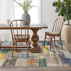 LUMI 8x12 Washable Area Rug for Living Room, Ultra Soft Geometric Rugs Non Slip with Rubber Backing, Low Profile, High Traffic, Stain Resistant Carpets, Ideal for Bedroom, Dining Room, Indoor