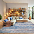 Abstract 8x10 Area Rug for Living Room Dining Room Office Bedroom Blue