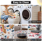 Floral Rug Door Mat Indoor Entrance 2x3 Rug Washable Small Area Rug Non-Slip Low-Pile Floor Carpet for Indoor Entryway Front Entrance Kids Room（Pink）