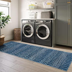 Lahome Moroccan Extra Long Runner Rugs for Hallways, 2.5x12 Rug Runner Washable Ultra-Thin Carpet Non Slip, Faux Wool Soft Modern Floor Print Mat for Entryway Stair (Blue, 2'5''x12')