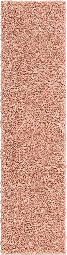 Unique Loom Davos Shag Collection Area Rug - Solid (2' 2" x 8' Runner, Dusty Rose)