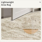 5x5 Brown Round Rug 5ft Living Room Circle Rug Vintage Round Area Rug Non Slip Indoor Carpet for Entryway Dining Room Bedroom