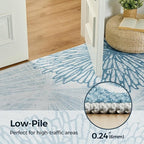 WITSHOCK 5x7 Washable Rug for Living Room,Modern Floral Distress Print Pattern Area Rugs,Stain Resistant with Non Slip Backing Carpet for Dining Room,Bedroom & Home Decor,Blue/Light Blue