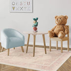 RUGGABLE Washable Area Rug – Kamran Soft Pink 3x5, Stain-Resistant, Non-Slip – Small Machine Washable Rugs for Living Room, Bedroom, Hallway, Entryway & Office–with Cushioned Pad