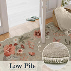 Lahome Floral Hallway Runner Rug Non Slip, 2'6''x10' Soft Washable Runners for Hallways Ultra-Thin, Kitchen Runner Stain Resistan Carpet for Entryway Bathroom, Brown