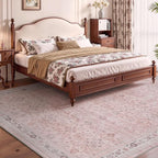 MontVoo-Vintage Area Rug 5X7 Pink Rugs for Living Room-Soft Distressed Printed Rugs for Bedroom-Non Slip Carpet-Machine Washable Rug for Dining Room Living Room Bedside Office