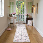 Lahome Insect Washable Runner Rug, 2x6 Kitchen Runners for Hallways 6 Feet Non Slip, Soft Laundry Room Rug Ultra-Thin Long Carpet for Bathroom Bedroom Entryway, Pink