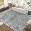 jinchan Moroccan 8x10 Area Rugs for Living Room - Machine Washable Soft Modern Geometric Stain Resistant Ultra-Thin Low-Pile Large Rug Carpet for Bedroom Kitchen Dining Room(8x10ft, Dark Grey)