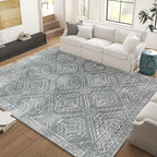 jinchan Moroccan 8x10 Area Rugs for Living Room - Machine Washable Soft Modern Geometric Stain Resistant Ultra-Thin Low-Pile Large Rug Carpet for Bedroom Kitchen Dining Room(8x10ft, Dark Grey)