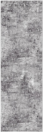 Washable Runner Rug for Hallway: 2.6x8 Neutral Modern Abstract Low Pile Area Rug with Non-Slip Backing - Carpet for Bedroom Kitchen Laundry Entryway Bathroom Indoor - Grey