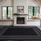 Beverly Rug Non Slip Area Rugs 8x10 Modern Bordered Non Skid Rubber Backing Soft Area Rug for Living Dining Room Easy to Clean Non Shedding Kitchen Bedroom Indoor Carpet 8 x 10 Black