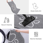 Smiry Dog Door Mat for Muddy Paws, Absorbent Dirt Trapper Non Slip Quick Dry Washable Chenille Mat for Mud Dogs, Entry Rug for Indoor and Outdoor (40x32 Inches, Grey and White)
