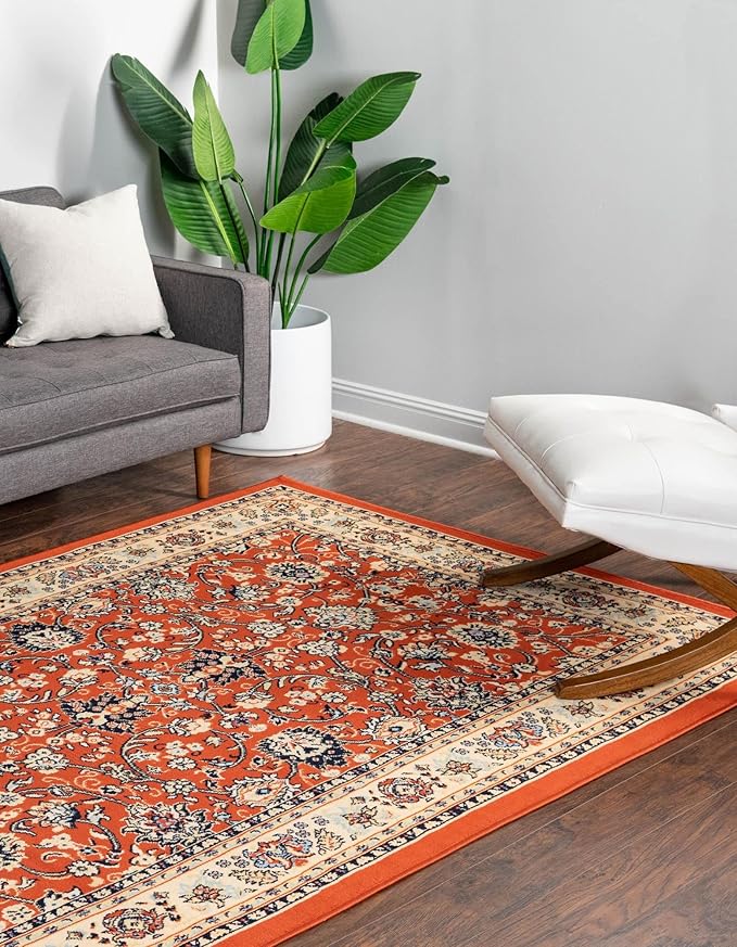 Rugs.com Yasmin Collection Rug – 9' x 12' Terracotta Medium Rug Perfect for Living Rooms, Large Dining Rooms, Open Floorplans
