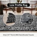 Collive Hallway Runner Rug, 2' x 6' Hand-Woven Reversible Washable , Black Cotton Modern Farmhouse Laundry Room Rug Long Carpet for Bathroom Sink Foyer Bedroom