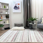 Alfa Rich 4x6 Mauve Off White Washable Area Rugs for Living Room Bedroom Kitchen Decor Cotton Rug