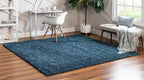 Unique Loom Davos Shag Collection Area Rug - Solid (3' 3" Square, Marine Blue)
