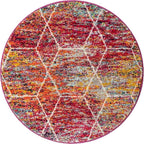 Unique Loom Trellis Frieze Collection Area Rug - Geometric (3' Round, Multi/ Ivory)